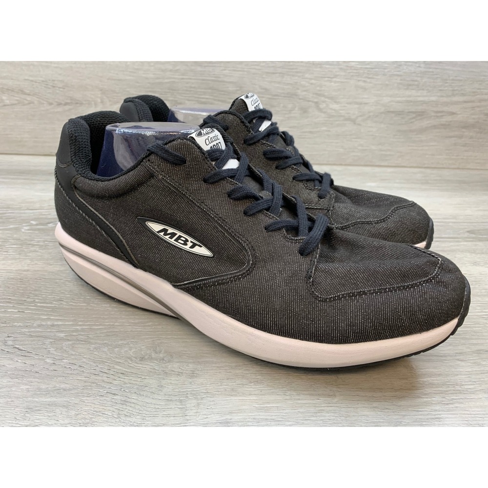 MBT Men's Sneakers Black Denim Rocker Bottom 13-13.5 Casual Comfort Shoes